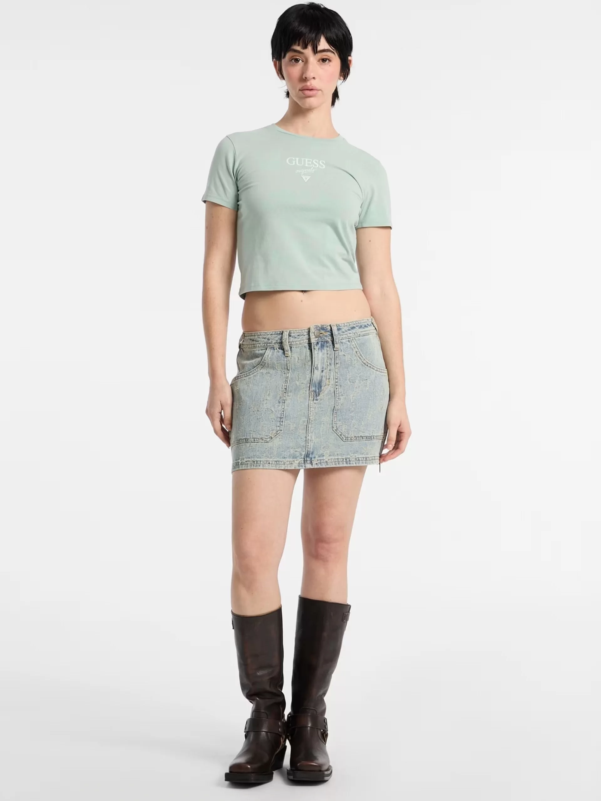 Guess GO SIDE ZIP SKIRT Kadın Mavi Etek W5GD1LD5OTA-GDSR