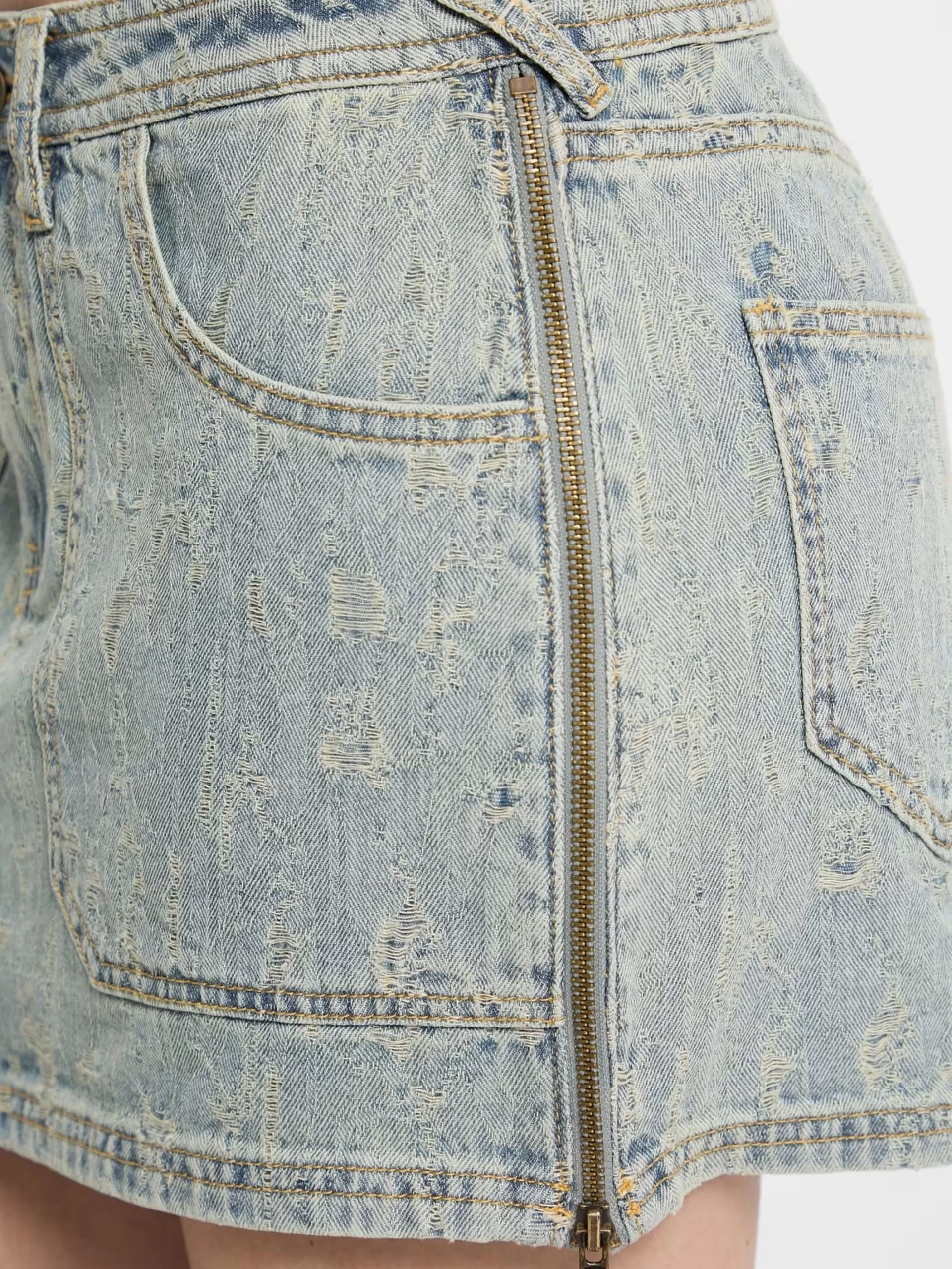 Guess GO SIDE ZIP SKIRT Kadın Mavi Etek W5GD1LD5OTA-GDSR