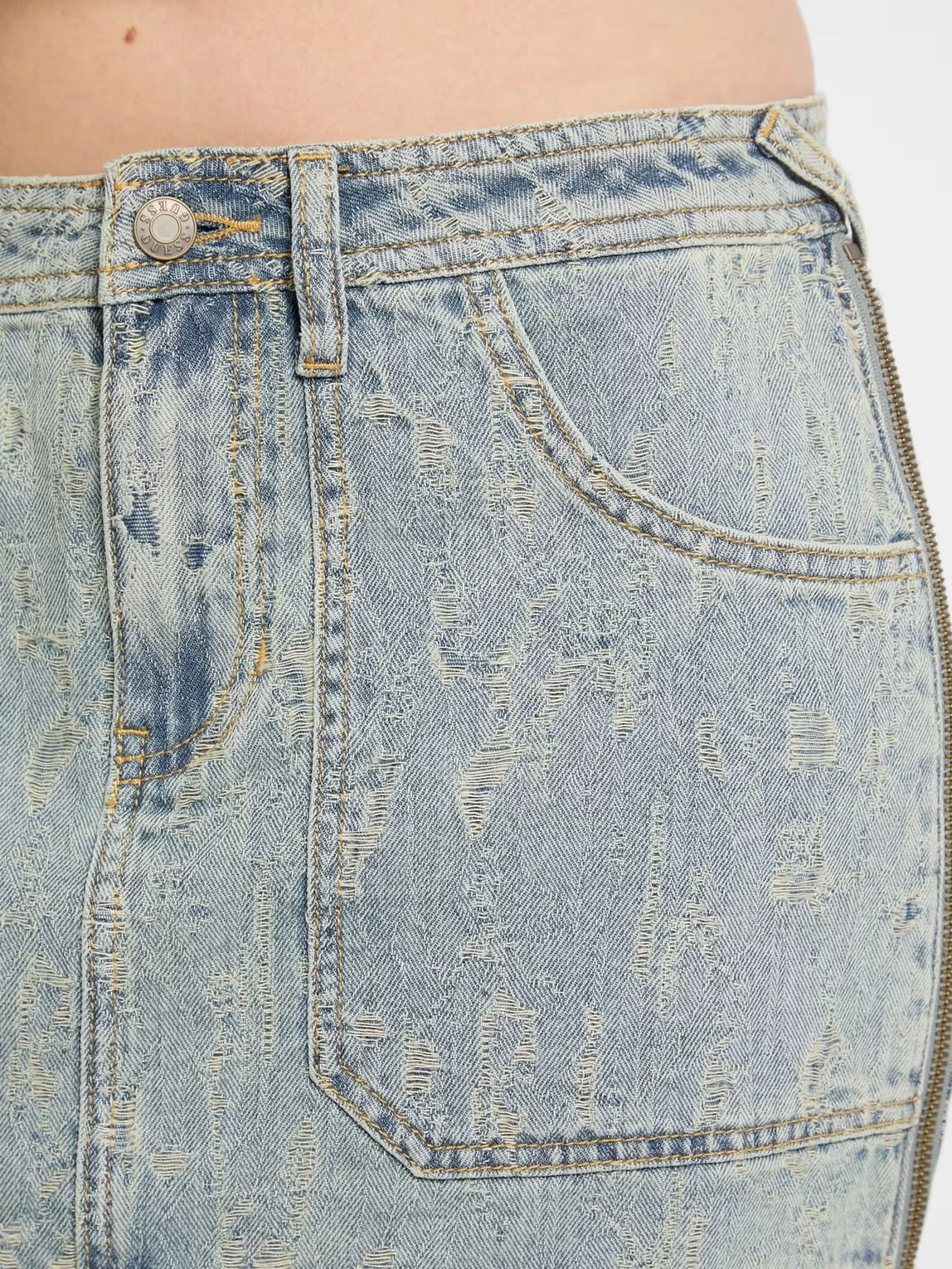Guess GO SIDE ZIP SKIRT Kadın Mavi Etek W5GD1LD5OTA-GDSR