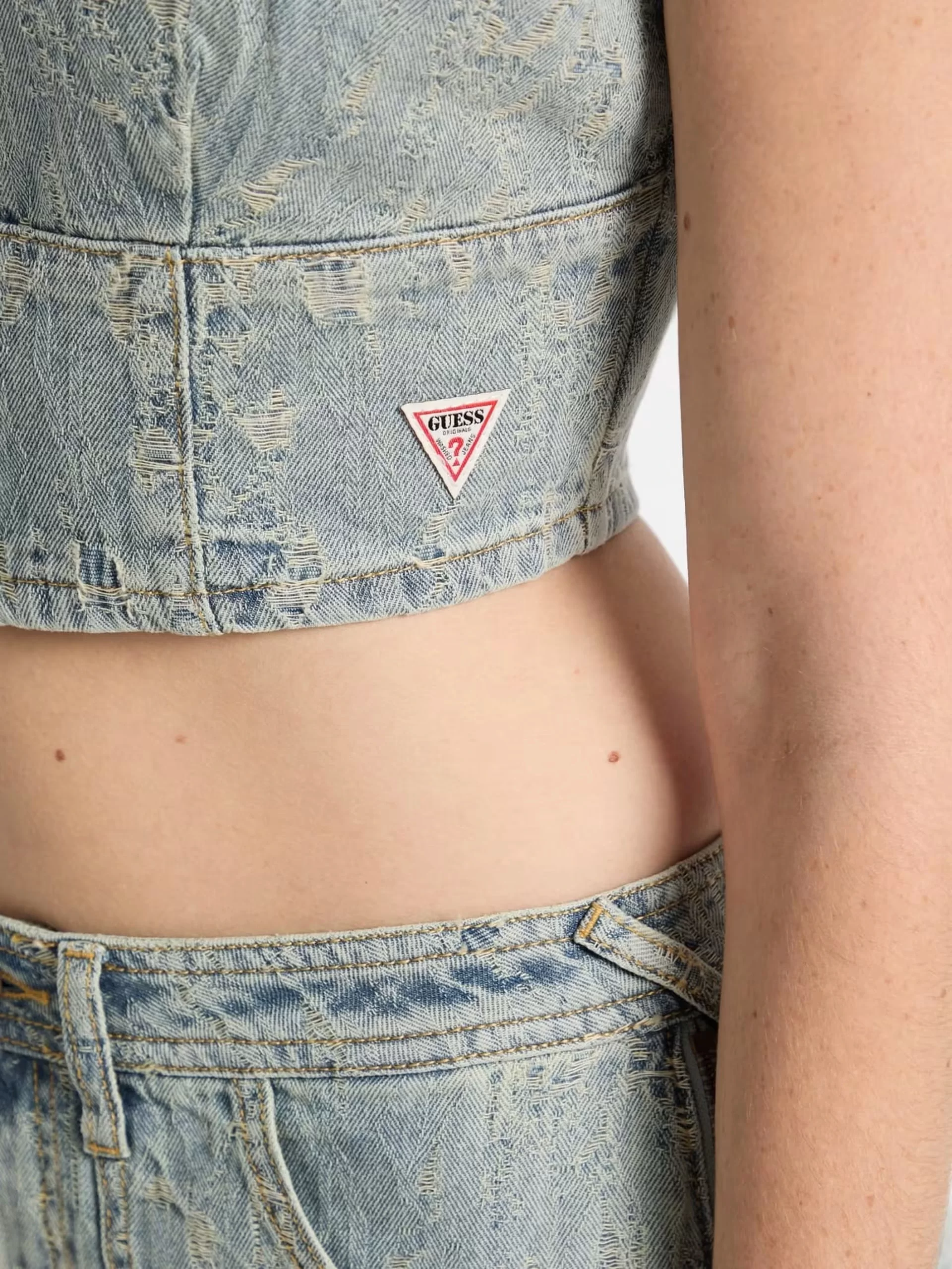Guess GO ZIP BUSTIER Kadın Mavi Crop W5GG25D5OTA-GDSR