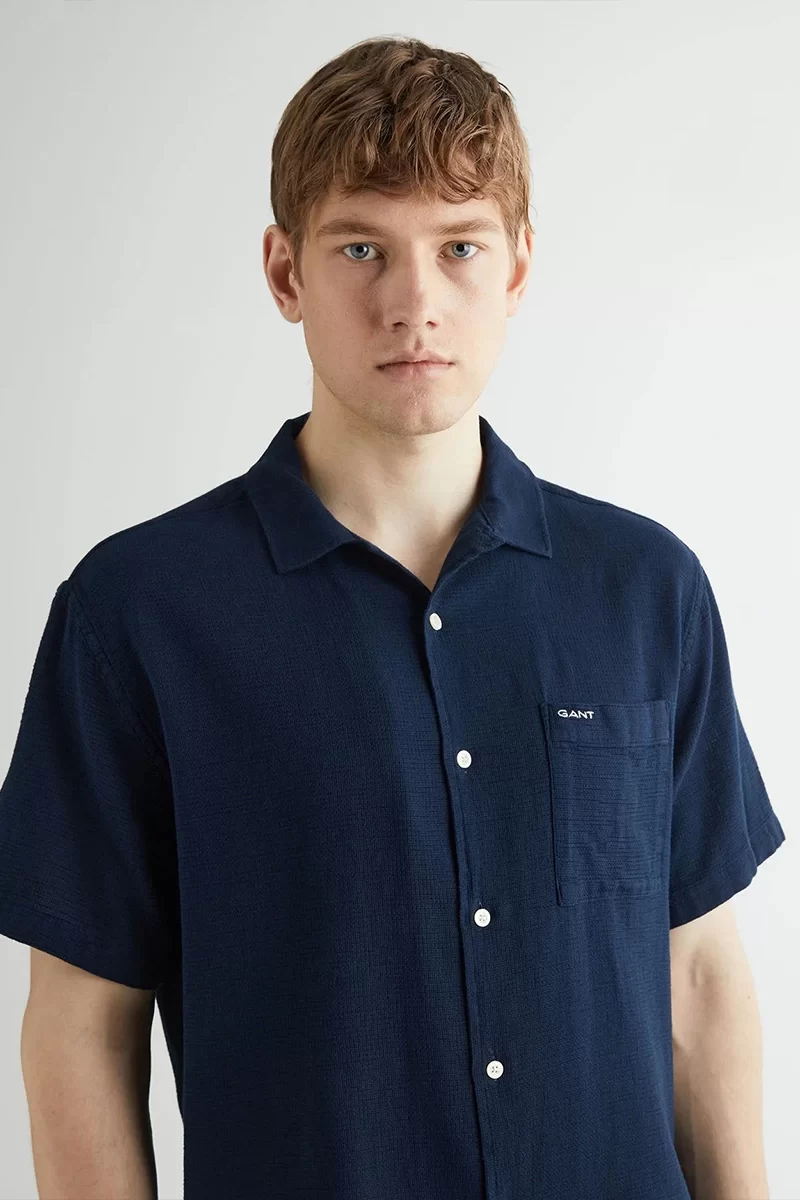 Gant Erkek Lacivert Regular Fit Klasik Yaka Gömlek