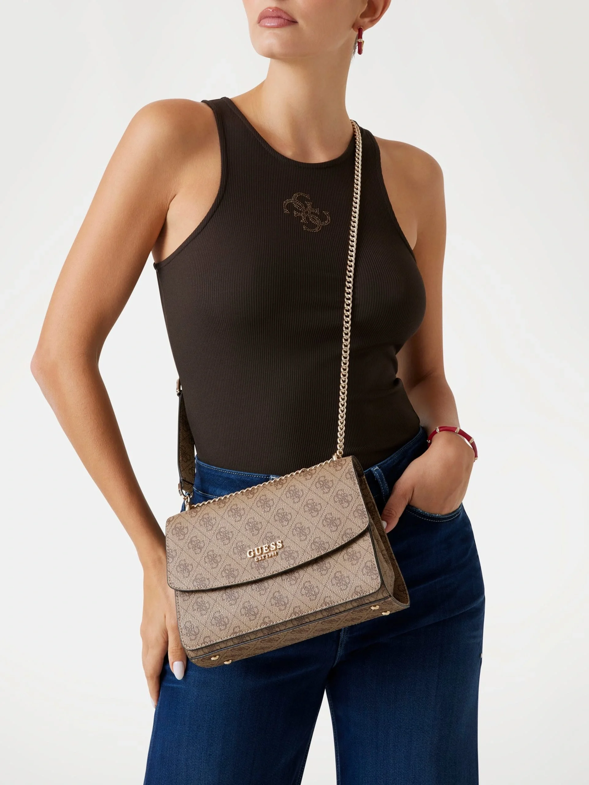 Guess Access Kadın Kahverengi Omuz Çantası HWSG7334210-LTL