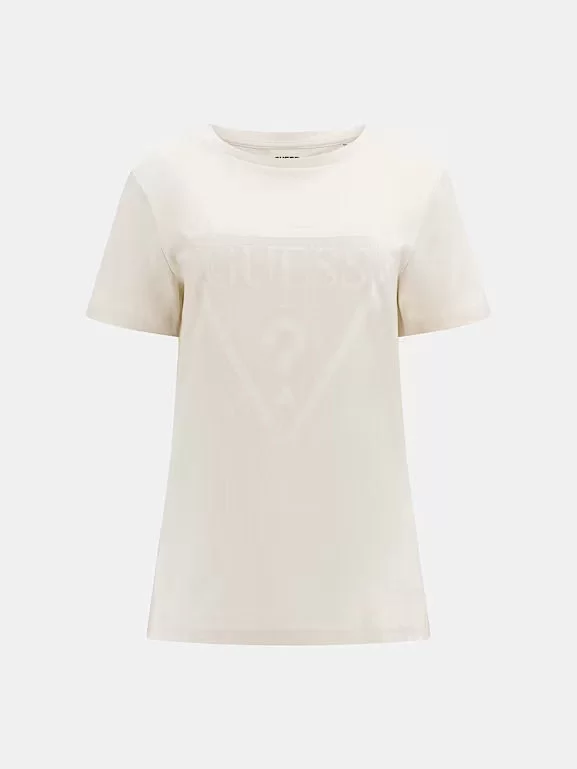 Guess ADELE SS CN TEE Kadın Krem T-shirt V2YI07K8HM0-G6K5