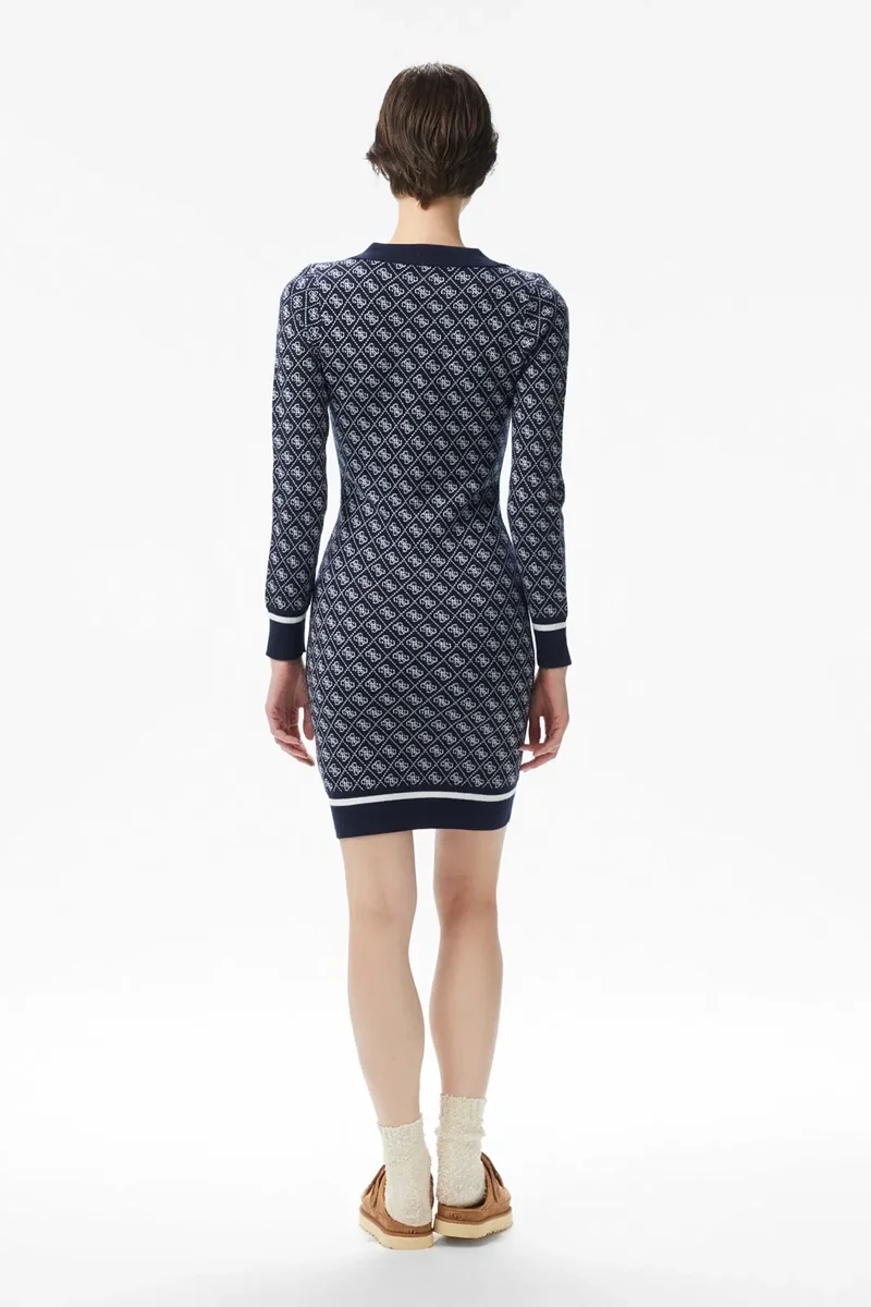 Guess Aubrey Kadın Lacivert Yün Karışımlı Triko Elbise W5BK25Z3JD2-FBDI