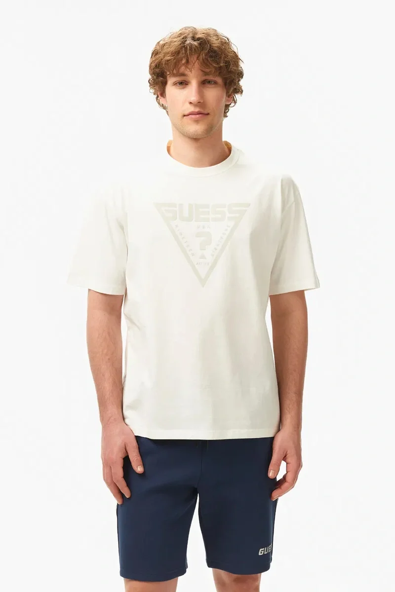 Guess Azha Erkek Beyaz Aktif Oversize Fit T-Shirt Z4BI02I3Z14-G018