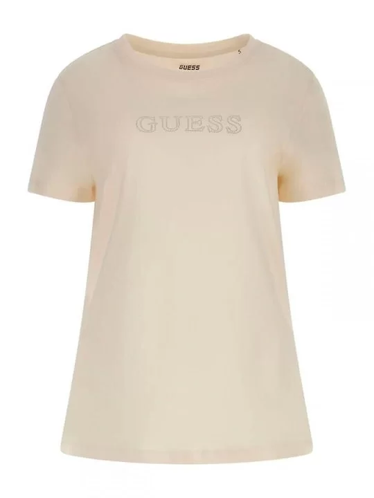 Guess BRIANA SS T-SHIRT Kadın Ekru T-shirt V3BI11J1314-A21G