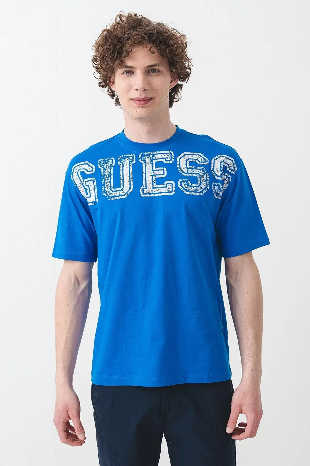 Guess BUGLER CN T-SHIRT Erkek Mavi T-shirt Z5GI15I3Z14-G7HD