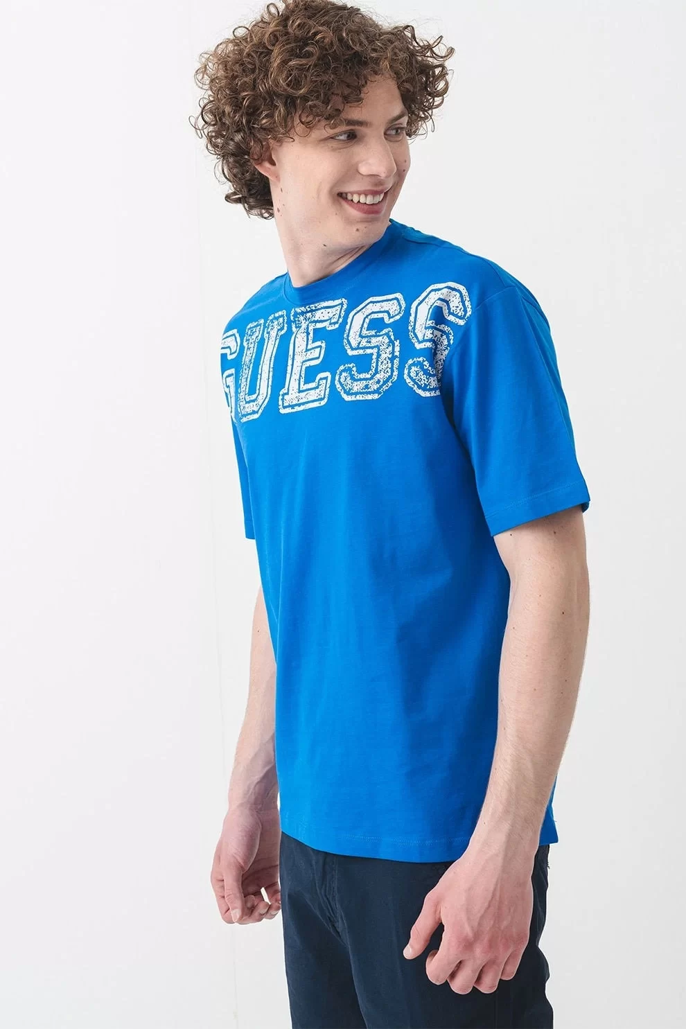 Guess BUGLER CN T-SHIRT Erkek Mavi T-shirt Z5GI15I3Z14-G7HD