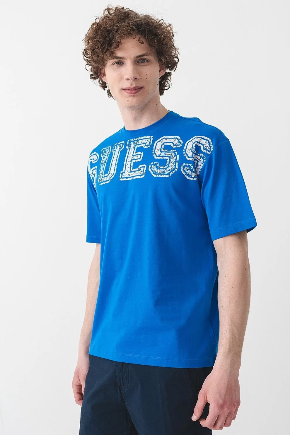 Guess BUGLER CN T-SHIRT Erkek Mavi T-shirt Z5GI15I3Z14-G7HD