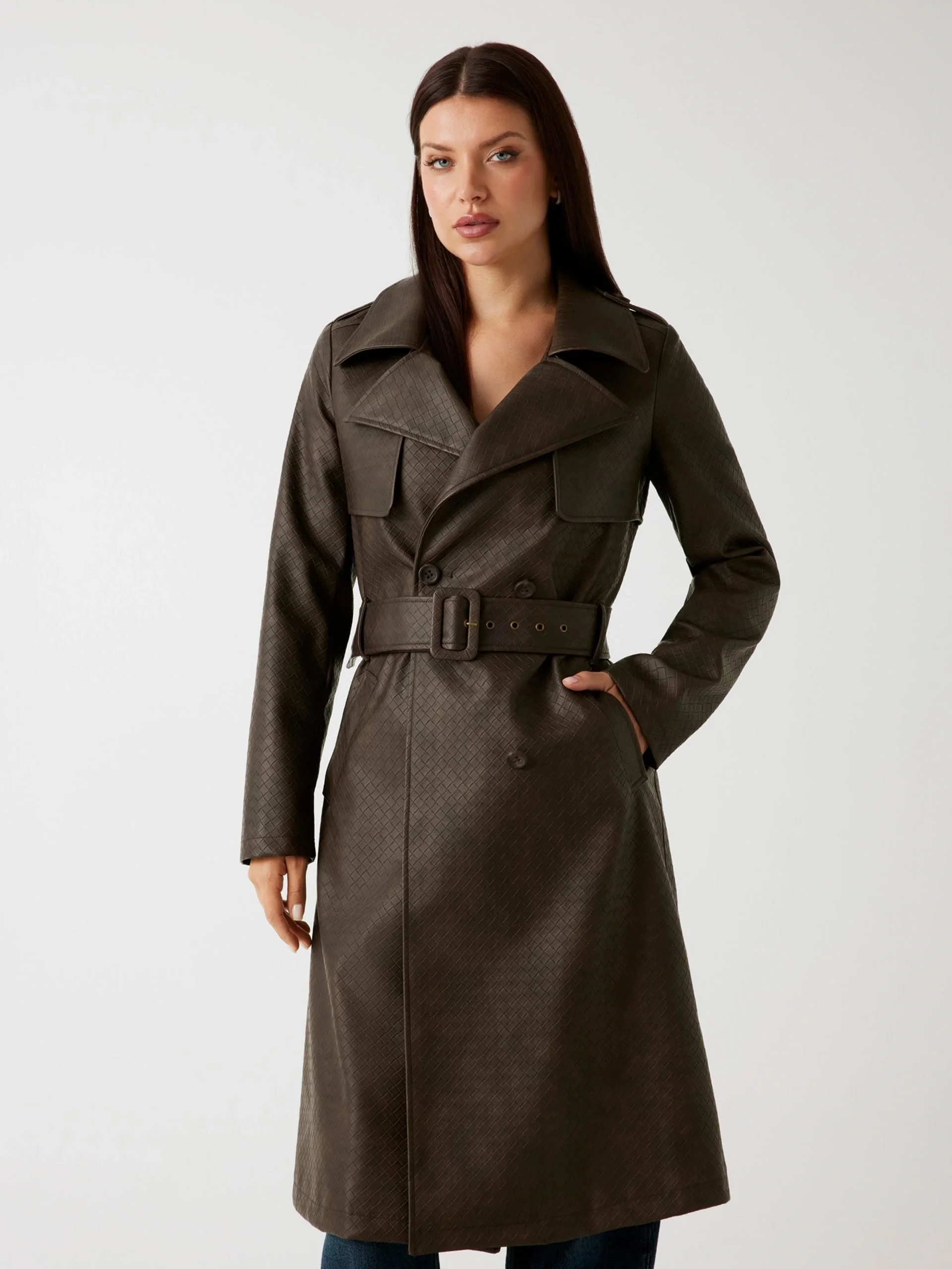 Guess Carmen Kadın Kahverengi Trençkot W5YL32WHGT0-F1GQ