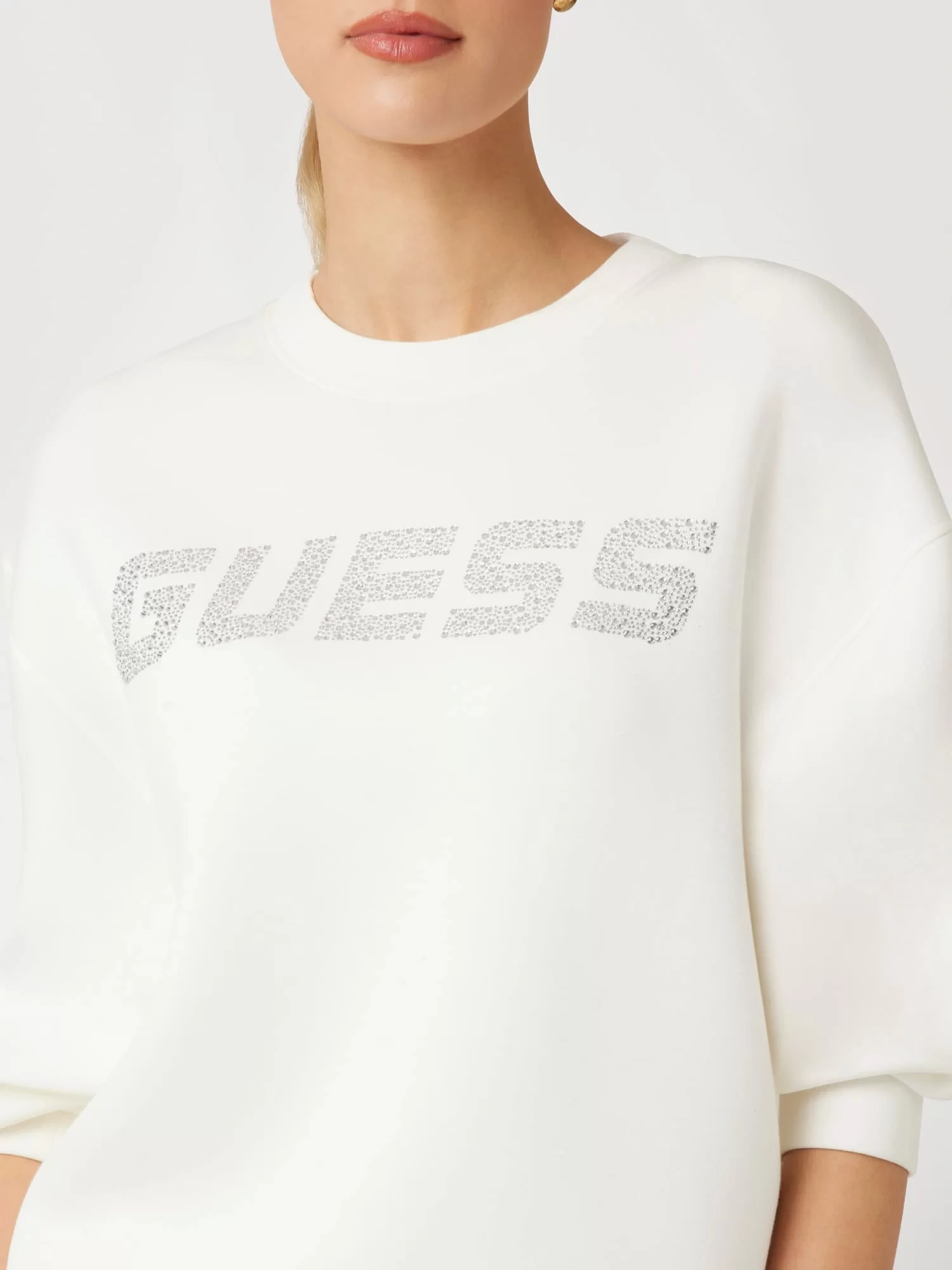 Guess Cecilia Kadın Krem Aktif Scuba Sweatshirt V4BQ15K7UW2-G6K5