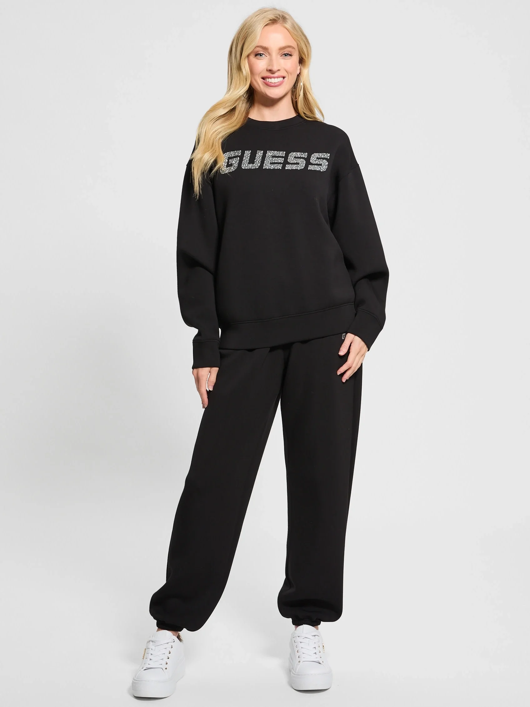 Guess Cecilia Kadın Siyah Aktif Scuba Sweatshirt V4BQ15K7UW2-JBLK