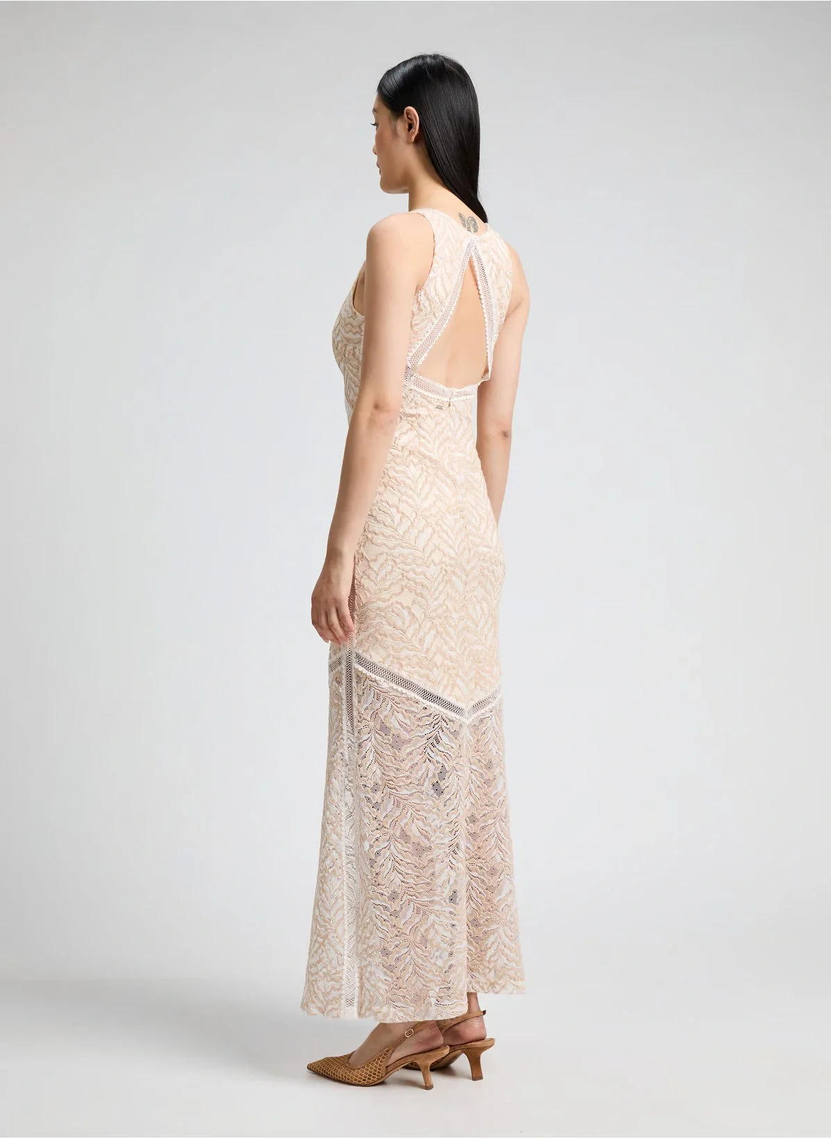 Guess CHRISTEL LACE DRESS Kadın Krem Elbise W5GK37KCS90-F0EH