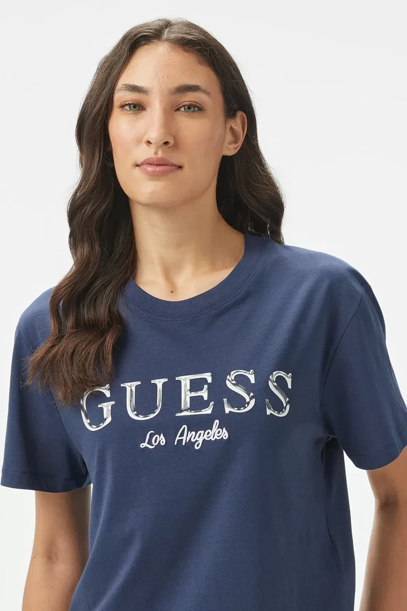 Guess CLEMATIS CROP KIMONO SS TEE Kadın Mavi T-shirt V5GI09K9RM1-G7JX