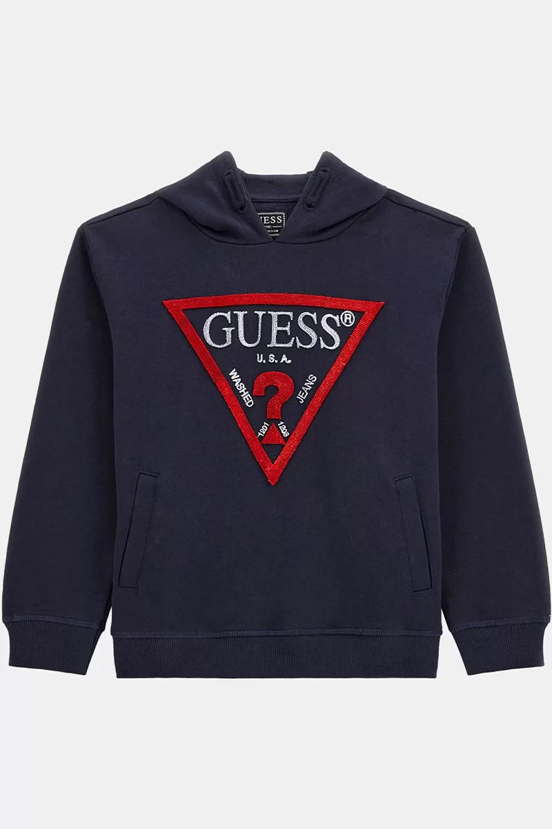Guess HOODED LS ACTIVE TOP Erkek Lacivert Sweatshirt L4RQ23KAD74-G7V2