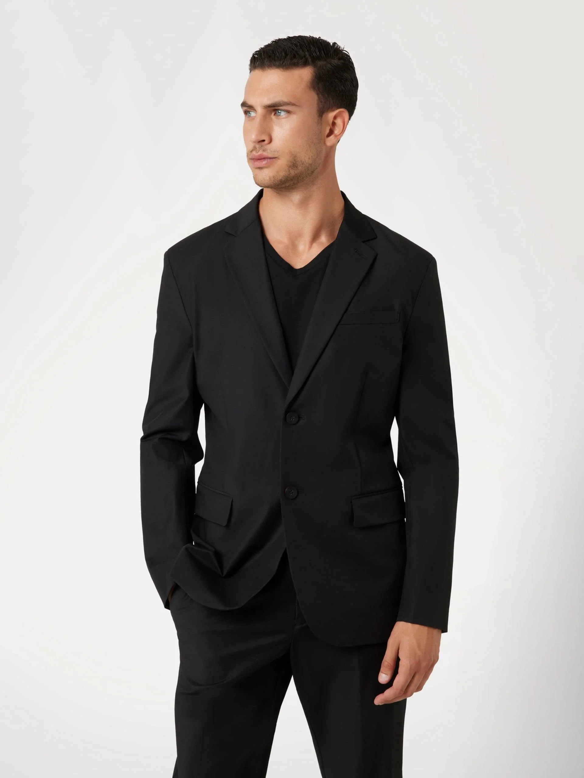 Guess Eaton Erkek Siyah Tek Düğmeli Blazer M4YN00WG9Z2-JBLK