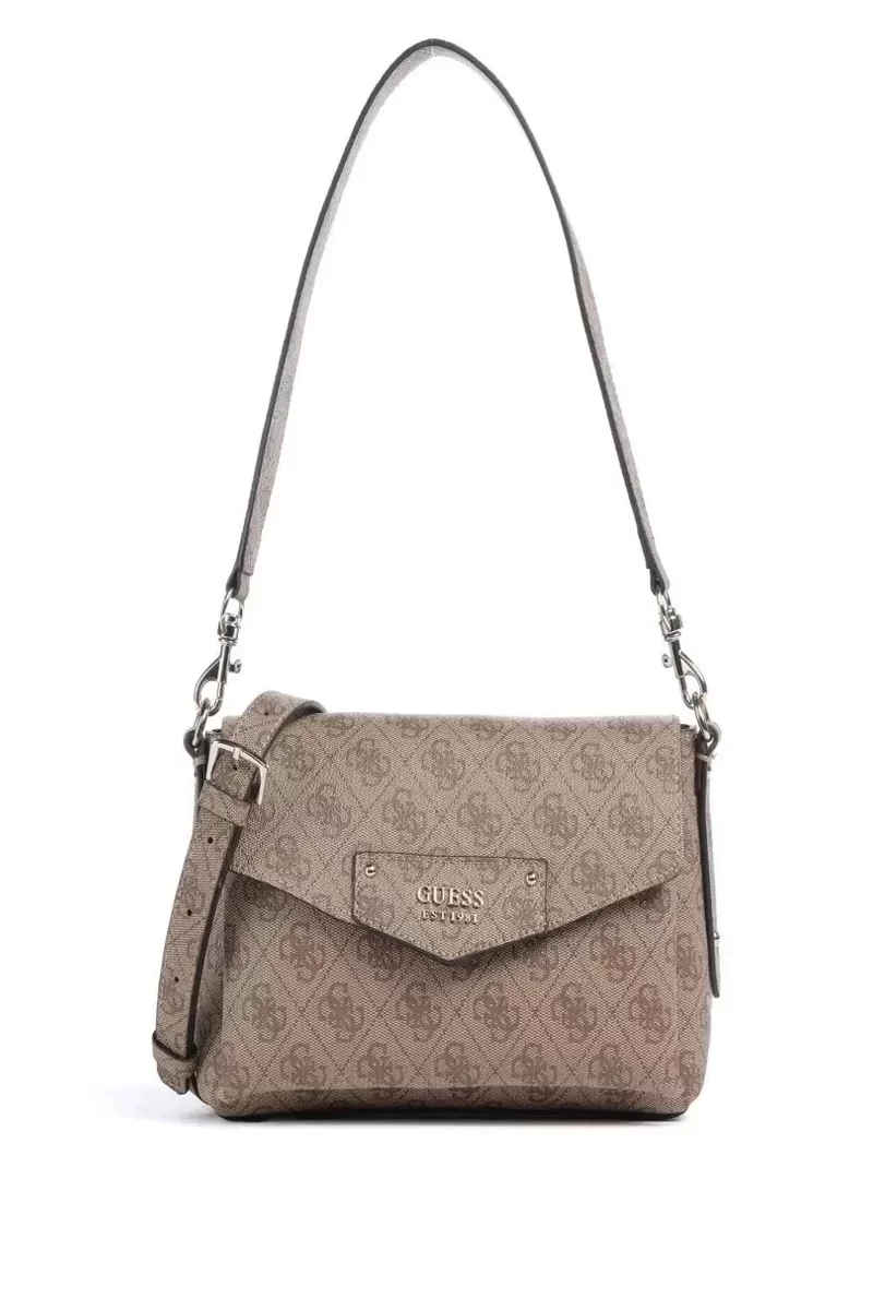 Guess Eco Brenton Flap Shoulder Bag Kadın Kahverengi Çapraz Çanta HWEBG839019-LTL