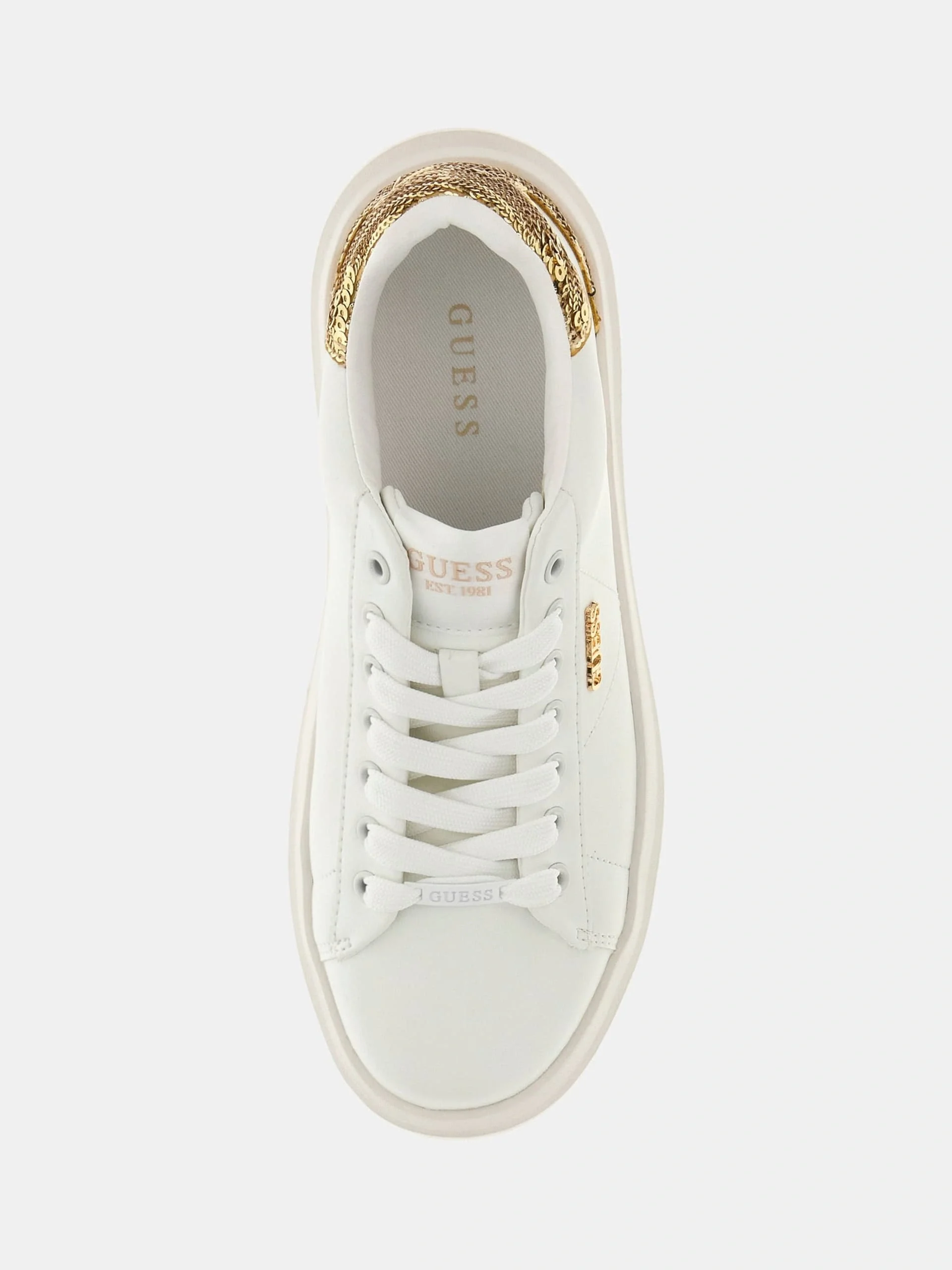Guess Elbina10 Kadın Beyaz Altın Deri Sneaker FLFE10ELE12-WHIGO
