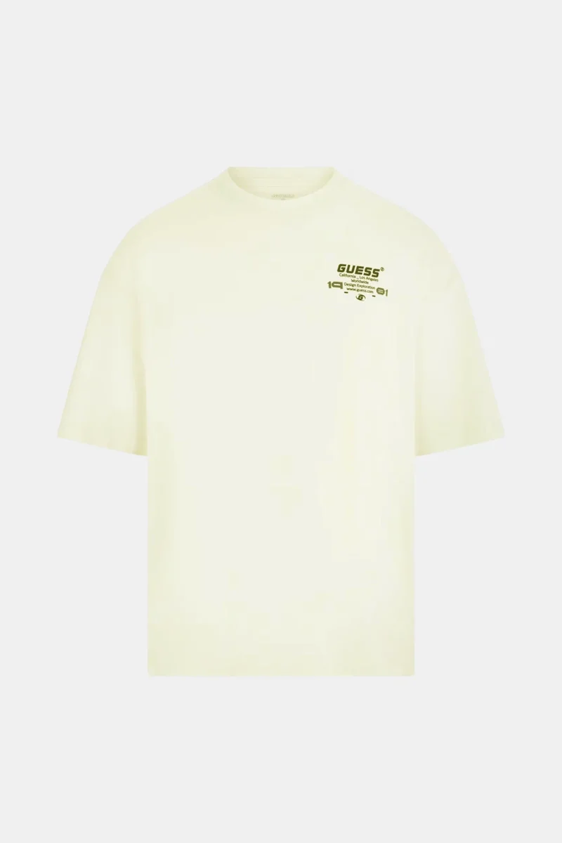 Guess Eldrin Erkek Bej Aktif Modal Karışımlı Oversize Fit T-Shirt Z5BI01JR06K-G9D0