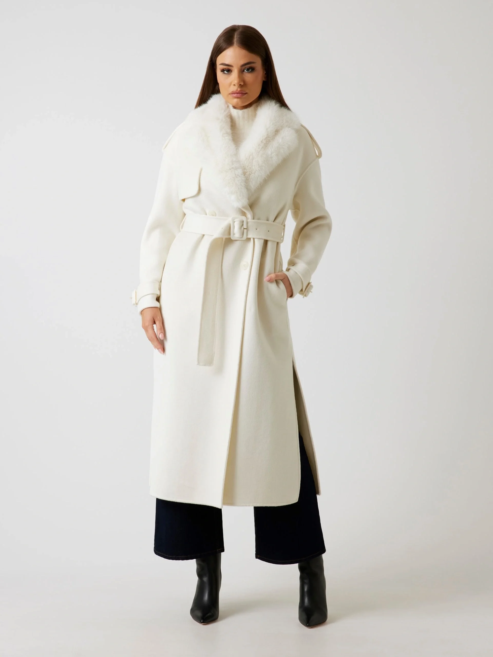 Guess Ella Kadın Çok Renkli Yün Karışımlı Kaban 5BGL027125A-MCML