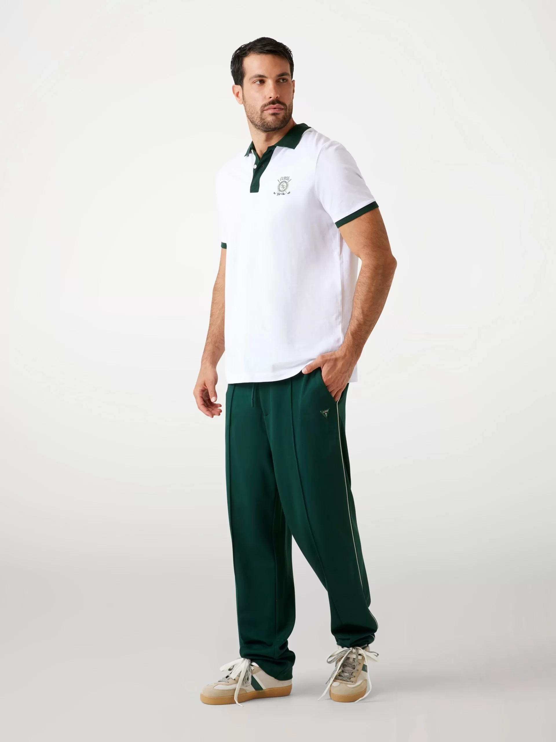 Guess Emblem Erkek Beyaz Regular Fit Polo T-Shirt M5YP03KCJV1-G011
