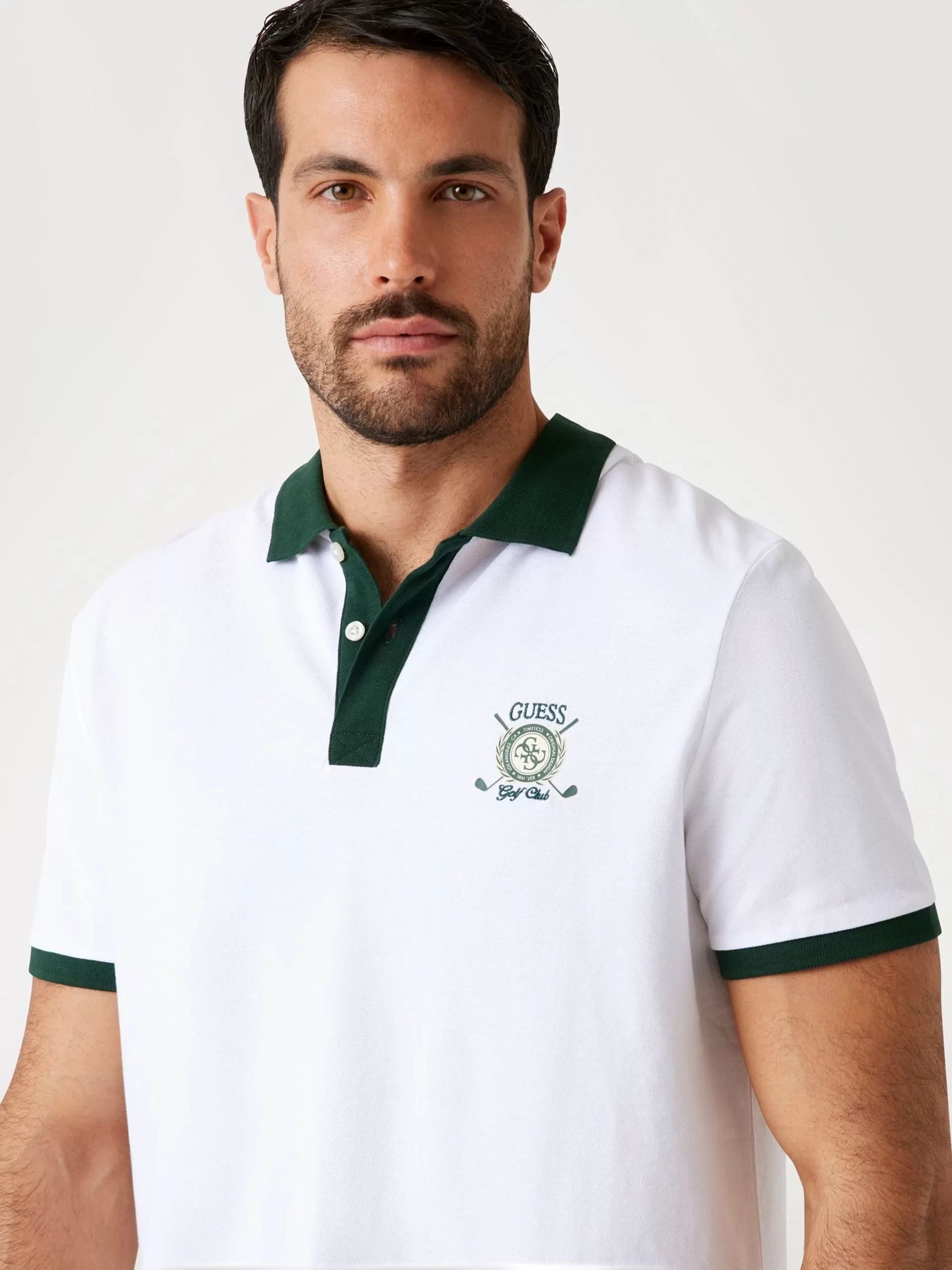 Guess Emblem Erkek Beyaz Regular Fit Polo T-Shirt M5YP03KCJV1-G011