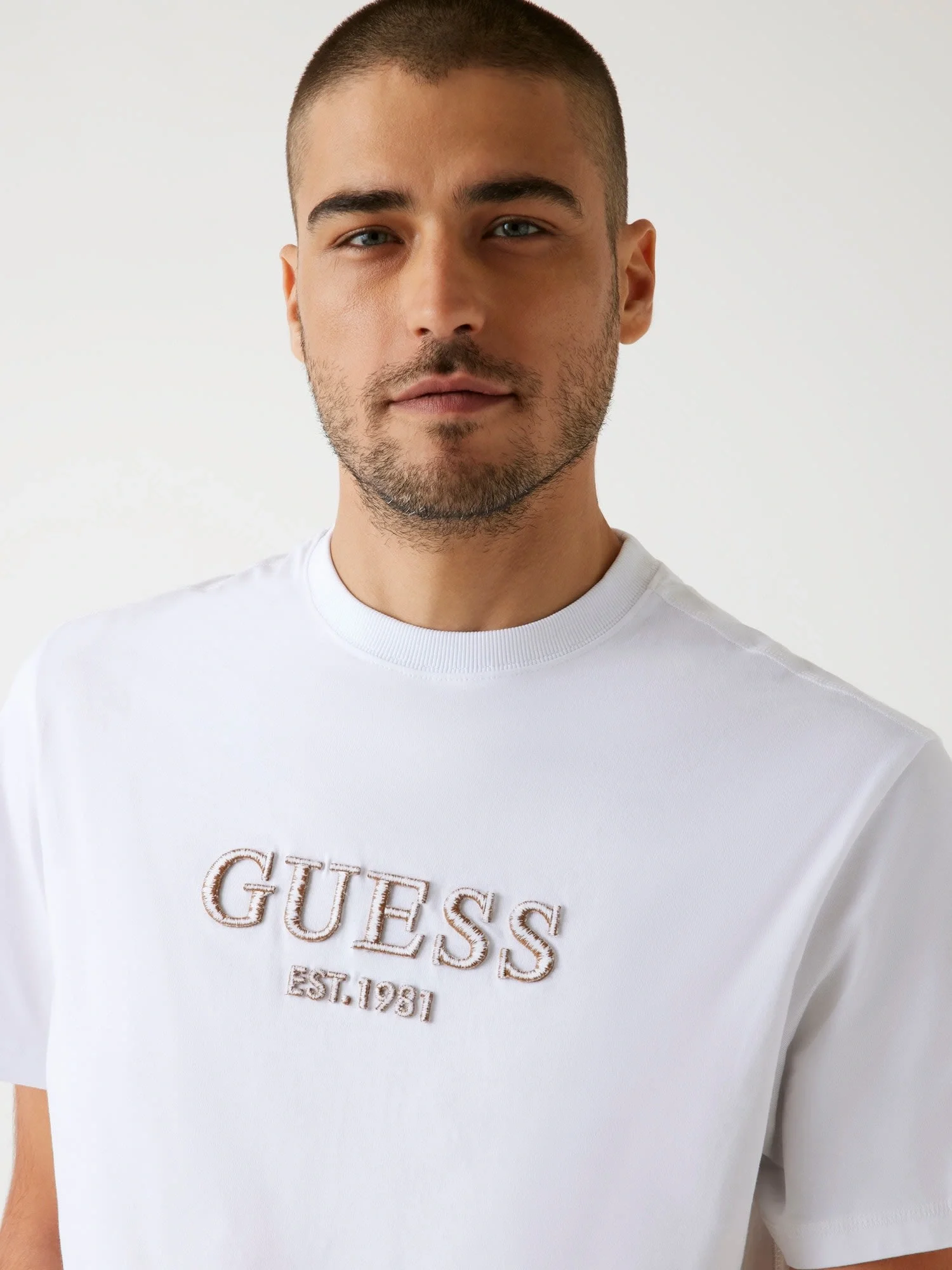 Guess Embroidery Erkek Beyaz Regular Fit T-Shirt M5BI09K8FQ4-G011