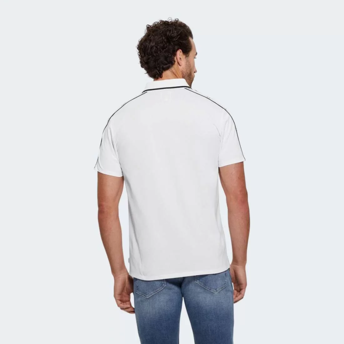 Guess SS GUESS QUATTRO G TAPE POLO Erkek Bej T-shirt M4YP40KARS0-G1V7