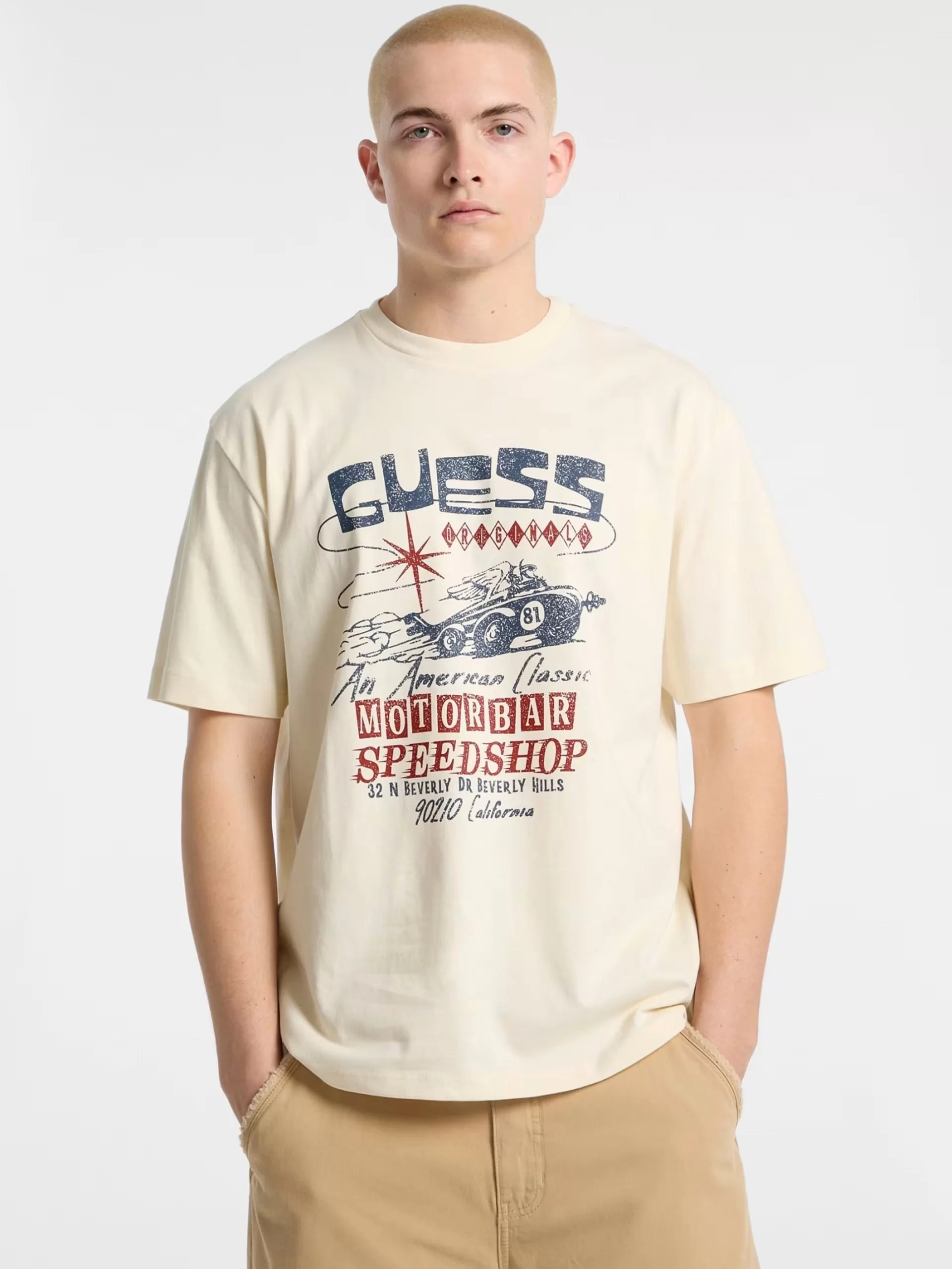 Guess GO PRINTED MUSCLE TEE Erkek Krem T-shirt M5GI65K8FQ4-G053