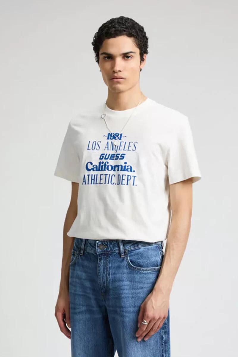 Guess CATMINT CN T-SHIRT Erkek Beyaz T-shirt Z5GI16I3Z14-G018