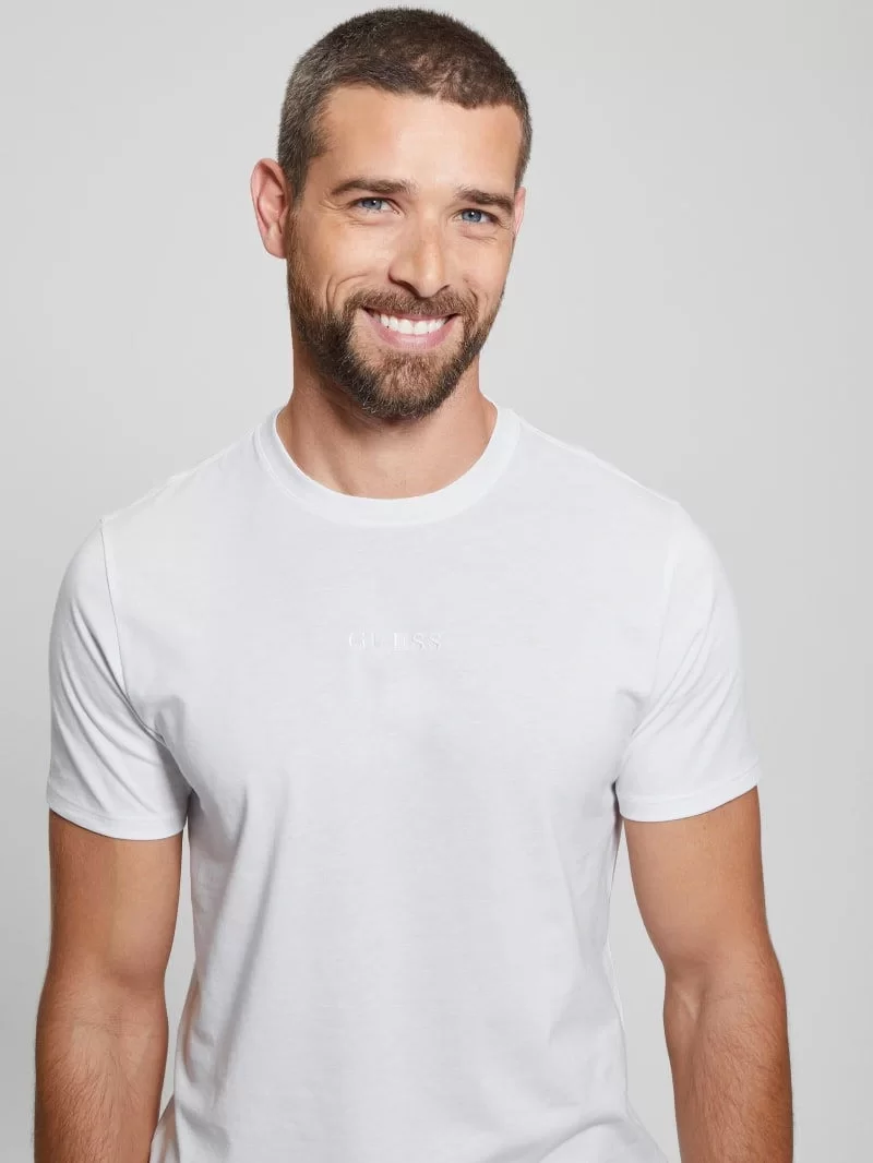 Guess SS GUESS EMB PIMA CREW Erkek Beyaz T-shirt M4GP39K7HD0-G011