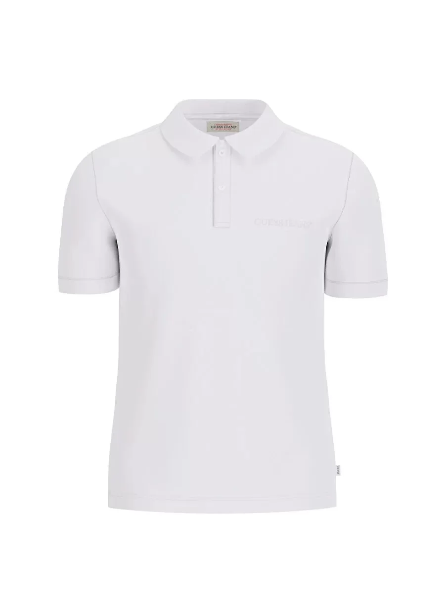 Guess Jeans GJ SS EMBRO LOGO POLO Erkek Beyaz T-shirt M4BP29KCJV1-G011