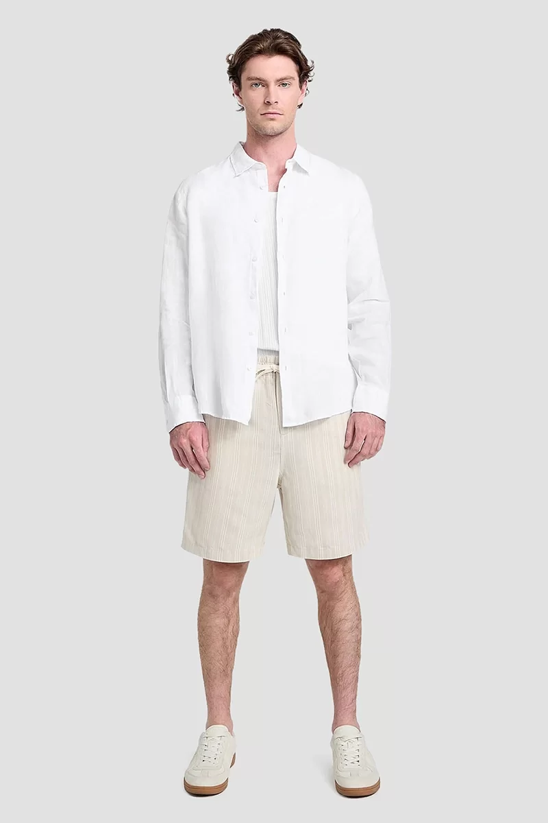 Guess LS NAPA LINEN SHIRT Erkek Beyaz Gömlek M5GH73WH3J0-G011