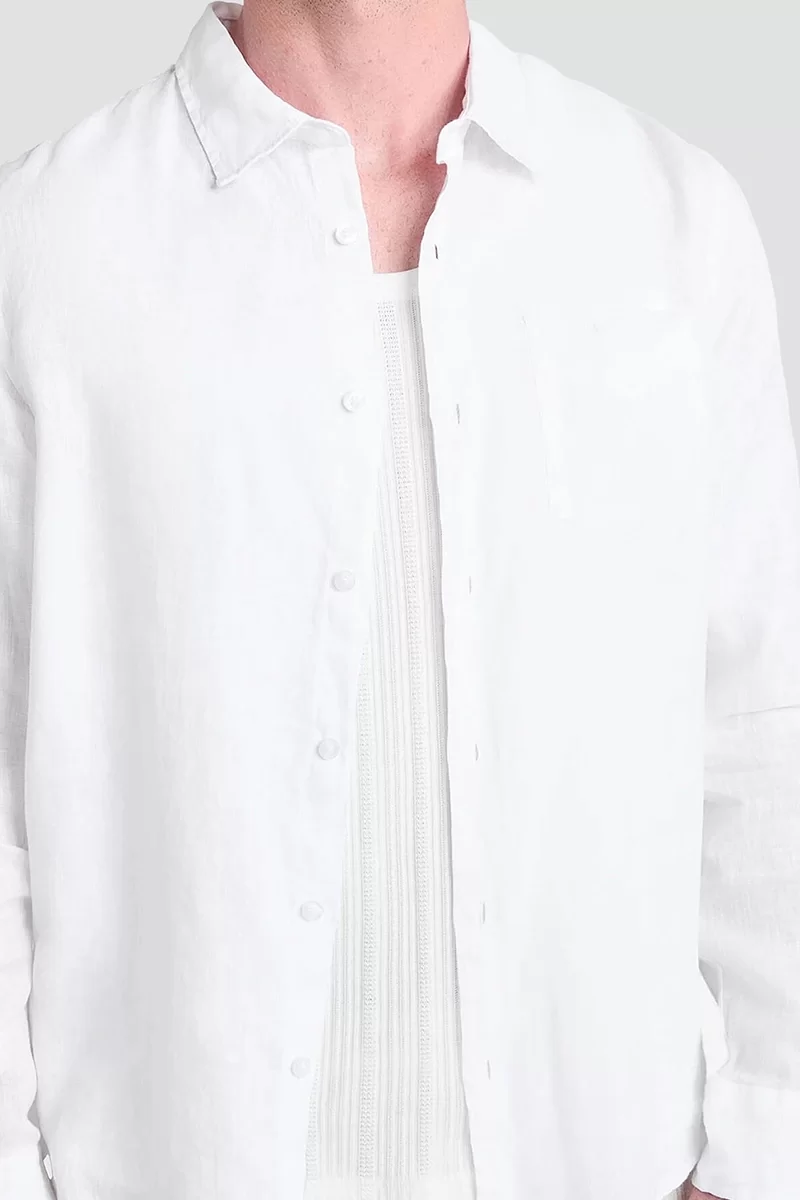 Guess LS NAPA LINEN SHIRT Erkek Beyaz Gömlek M5GH73WH3J0-G011