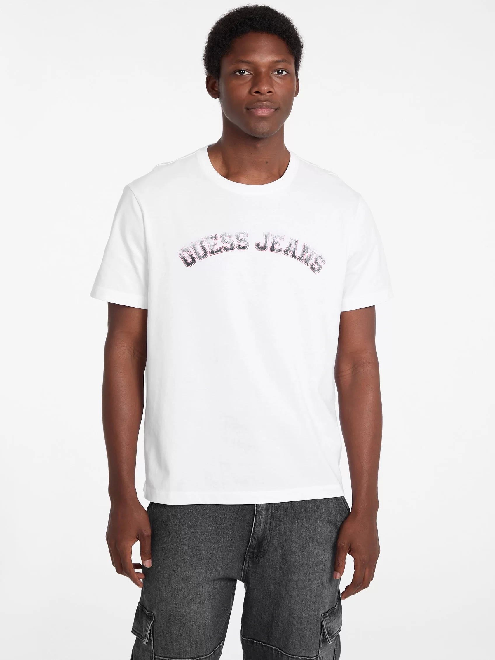 Guess Jeans GJ SS CN REG COLLEGIATE TEE Erkek Beyaz T-shirt M5RI75K8FQ4-G011