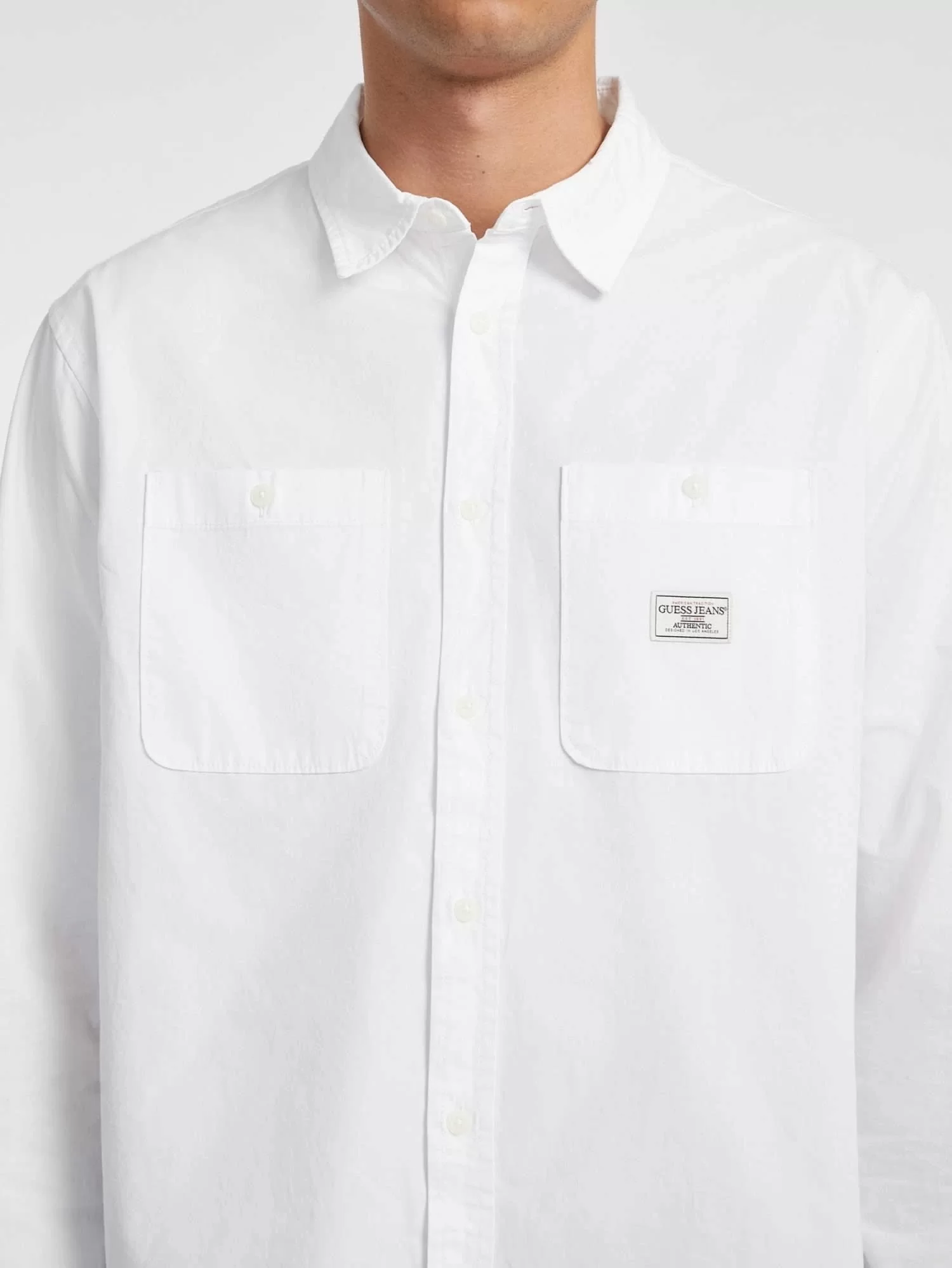 Guess Jeans GJ LS REG POCKETS SHIRT Erkek Beyaz Gömlek M4YH37WGCF1-G011