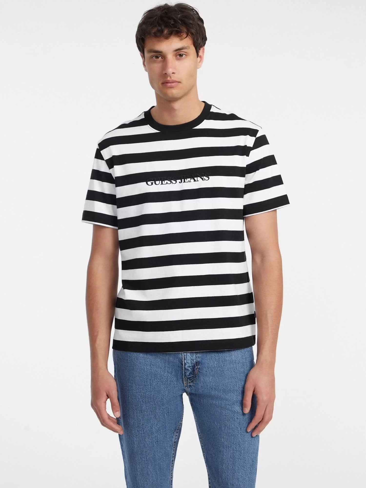 Guess Jeans GJ SS CN REG STRIPED YD TEE Erkek Çok Renkli T-shirt M4YI84K9XF1-S052