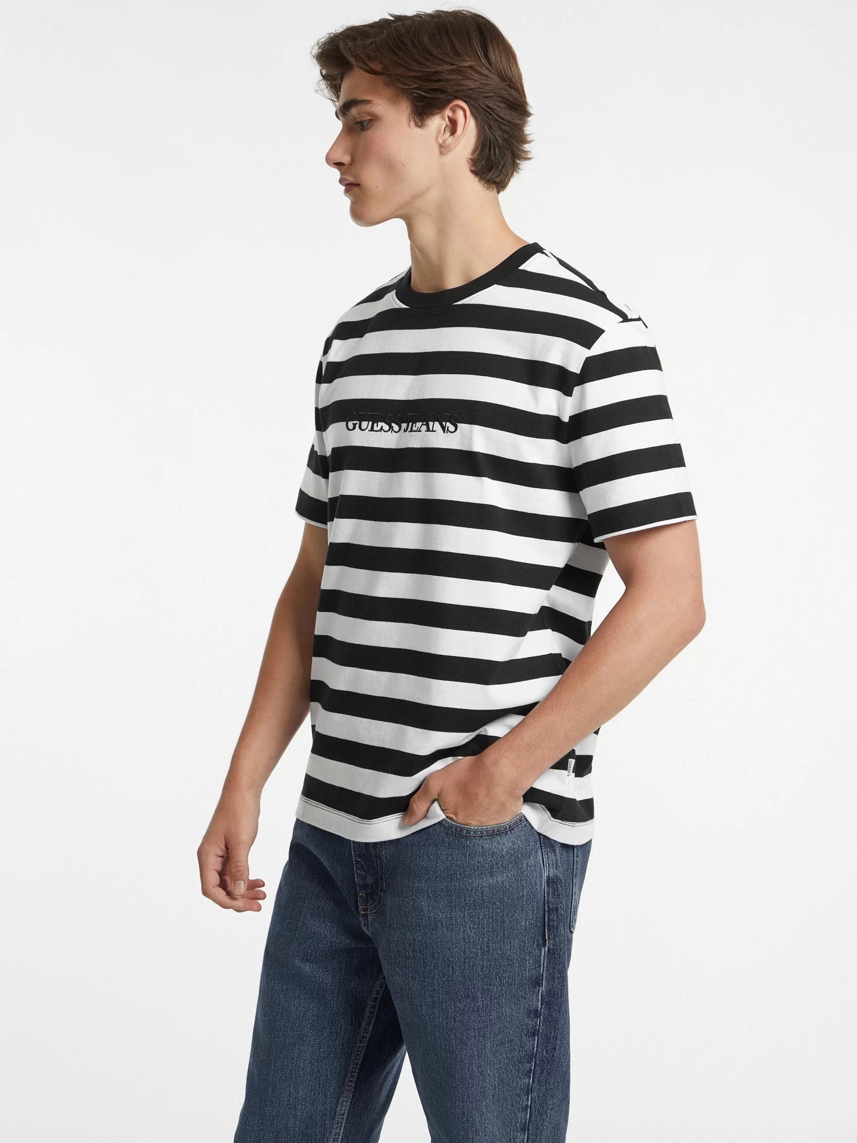 Guess Jeans GJ SS CN REG STRIPED YD TEE Erkek Çok Renkli T-shirt M4YI84K9XF1-S052