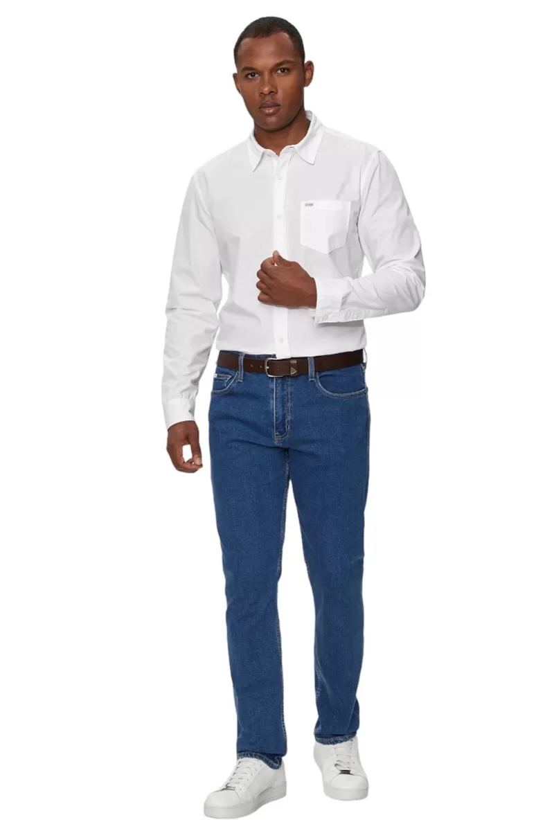 Guess jeans Gj Ls Slım Pocket Shırt Erkek Beyaz Gömlek M4YH35WGCF1-G011