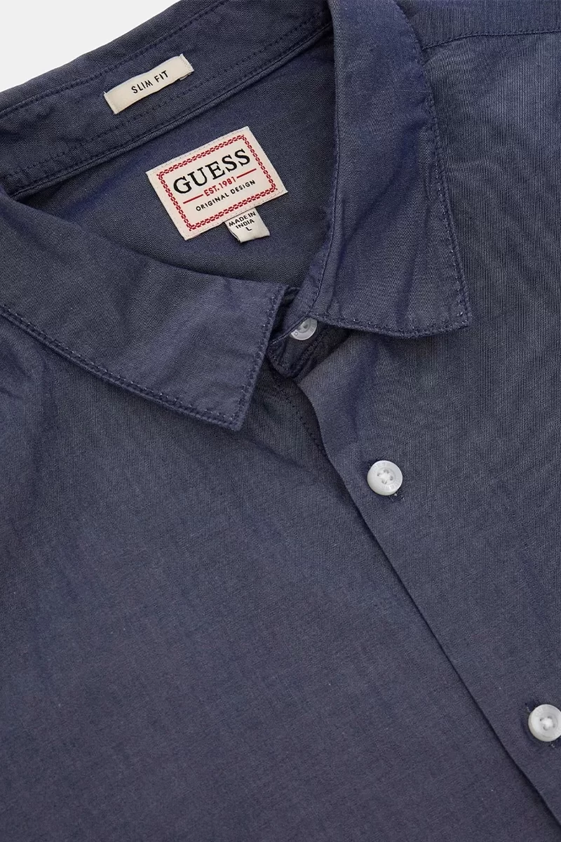 Guess Ls Soft Chambray Shırt Erkek Mavi Gömlek M4BH66WGM80-FB7B