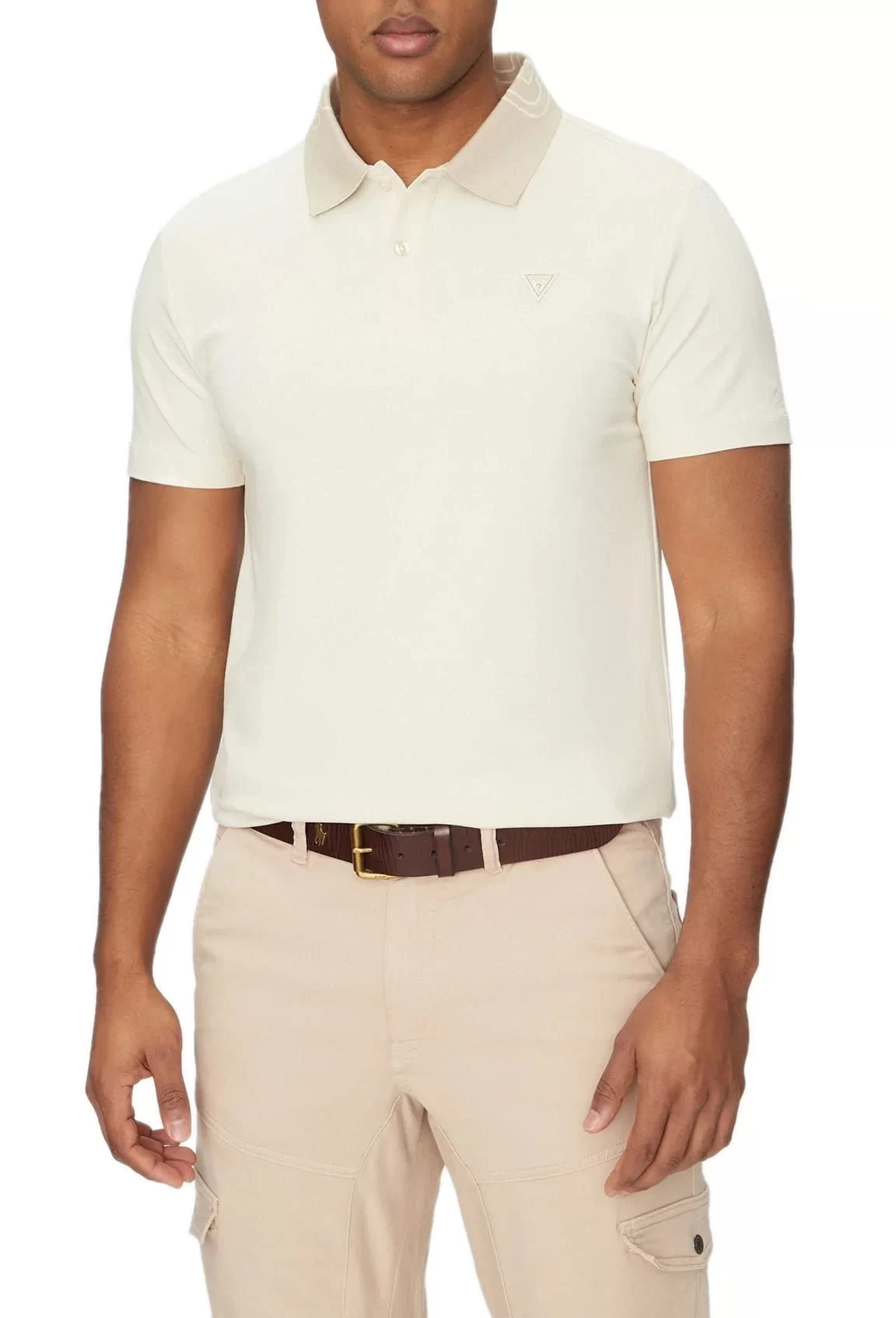 Guess NOLAN SS POLO Erkek Bej T-shirt M5GP66J1314-G1V7