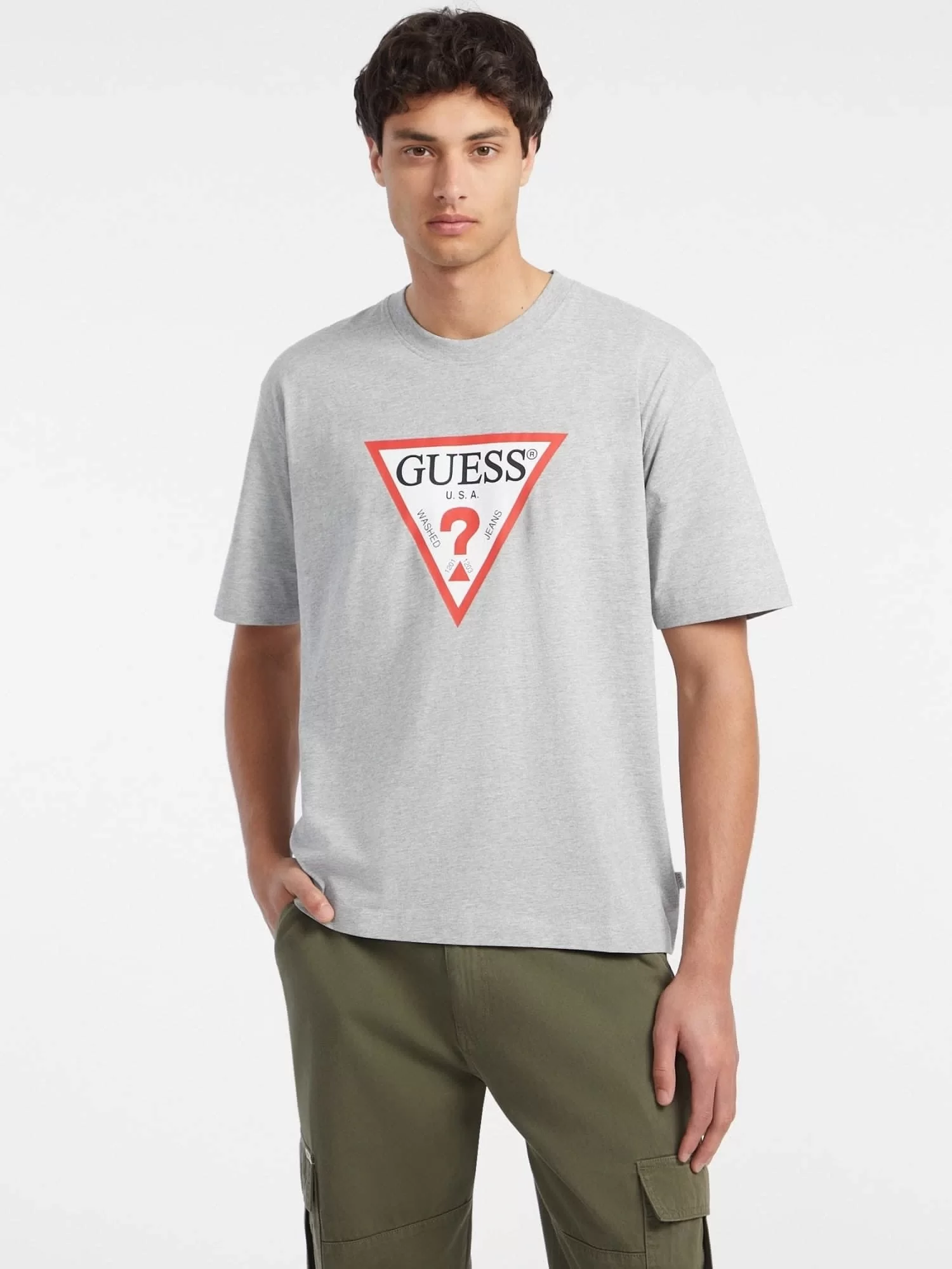 Guess Jeans GJ SS CN OS ICONIC TEE Erkek Gri T-shirt M4YI45K8FQ4-H90Z
