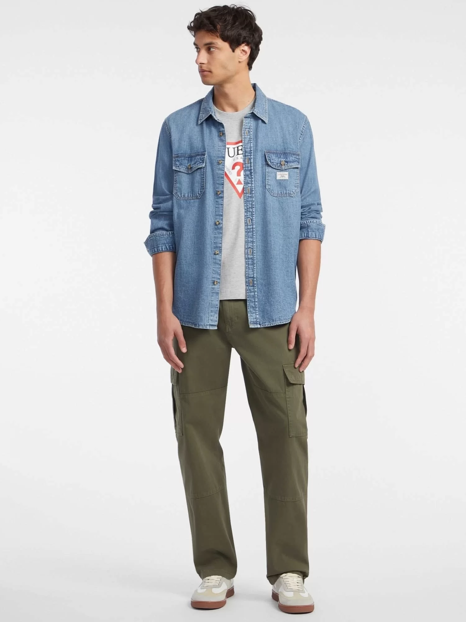 Guess Jeans GJ SS CN OS ICONIC TEE Erkek Gri T-shirt M4YI45K8FQ4-H90Z
