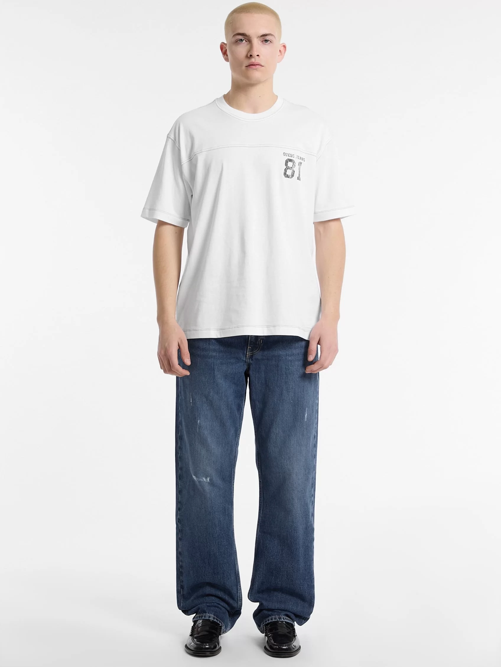 Guess Jeans GJ SS CN OS GJ81 TEE Erkek Beyaz T-shirt M5RI73K8FQ4-G011