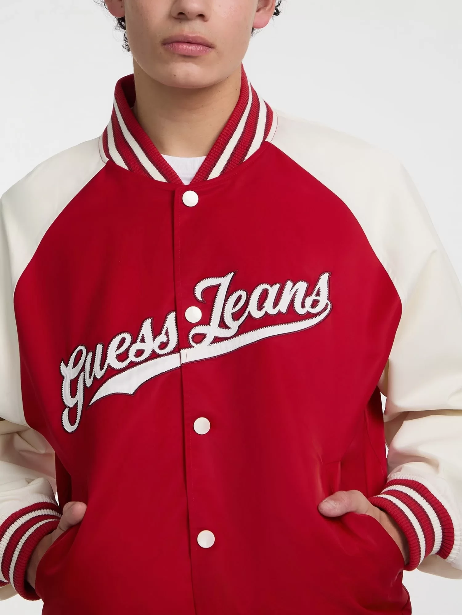 Guess Jeans GJ RAGLAN BOMBER WITH PATCH Erkek Kırmızı Ceket M5GL32WHAA2-G585