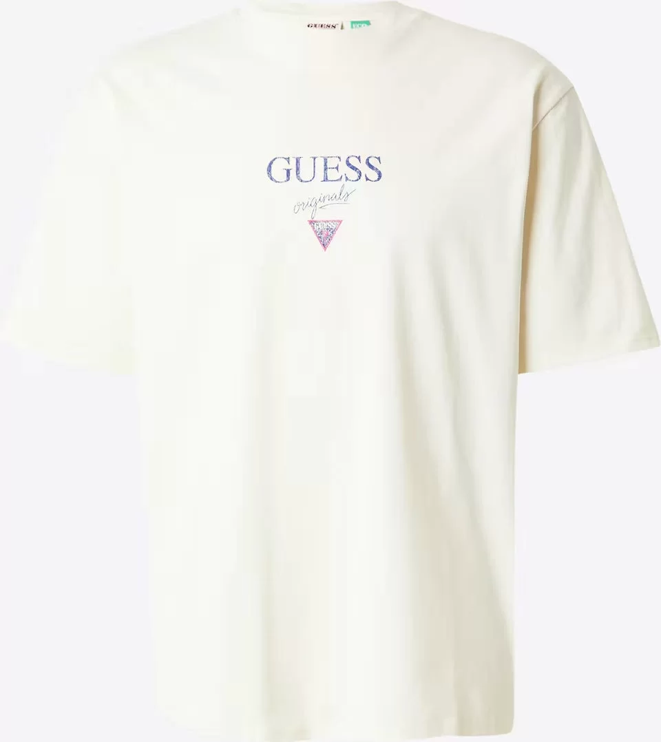 Guess GO PRINTED BAKER LOGO TEE Erkek Krem T-shirt M5GI69K8FQ4-G053