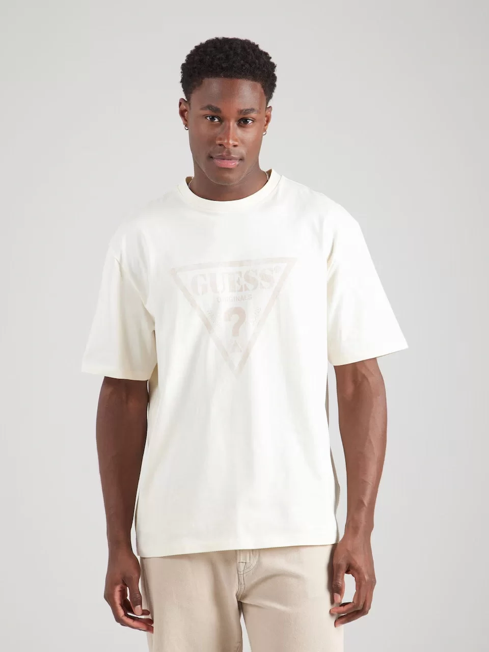 Guess GO VINTAGE TRIANGLE TEE Erkek Krem T-shirt M5GI10K8FQ4-G053