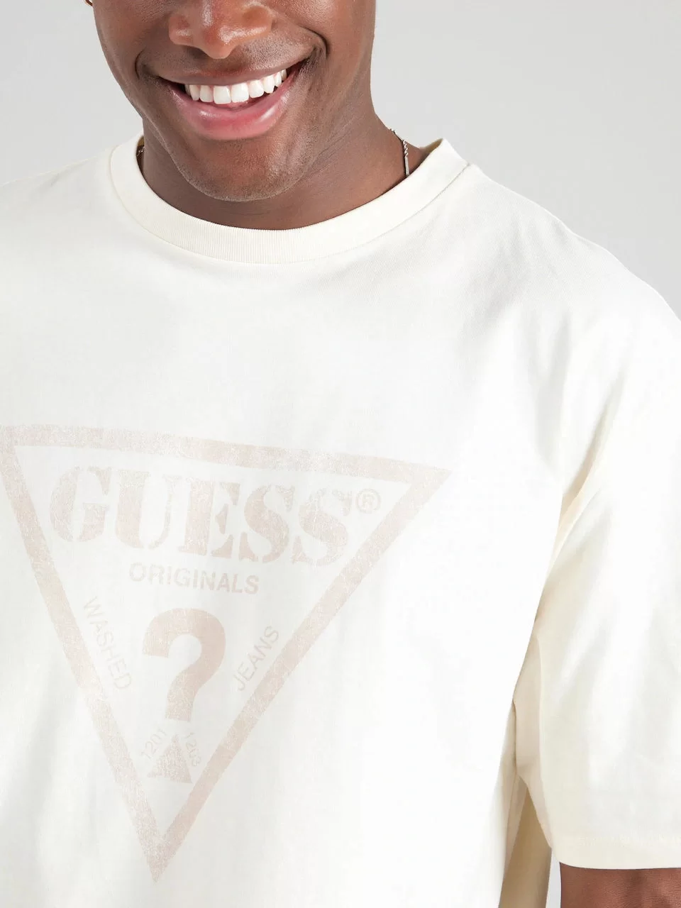 Guess GO VINTAGE TRIANGLE TEE Erkek Krem T-shirt M5GI10K8FQ4-G053