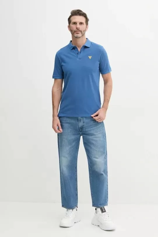 Guess SS BASIC GD POLO Erkek Lacivert T-shirt F5GP00K9WF1-G7T2