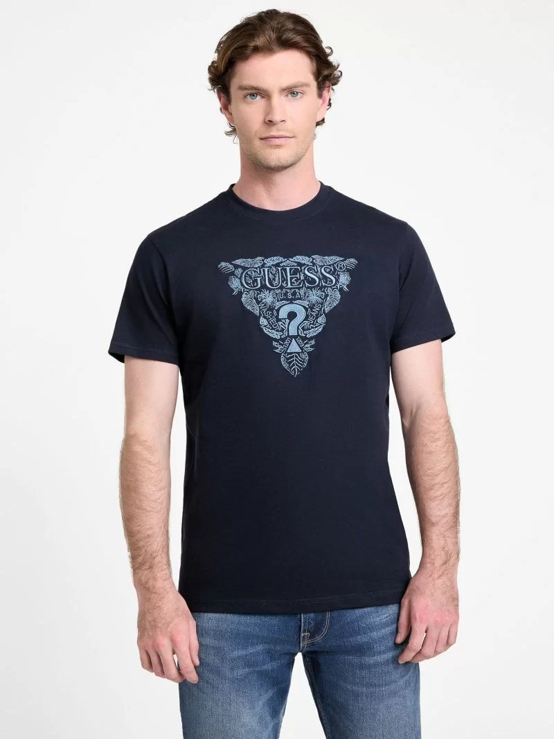 Guess Ss Cn Flower Embro Tee Erkek Lacivert T-Shirt M5GI16K8FQ4-G7V2